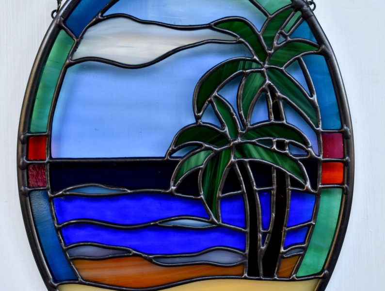 Stained Glass Tropical Beach Paradise Suncatcher Etsy