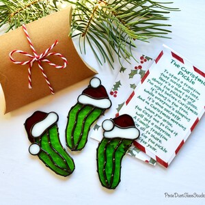 Stained Glass Christmas Pickle Ornament: Family Tradition Suncatcher