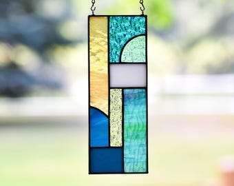Stained Glass Abstract Mini Panel Suncatcher, Window Hanging