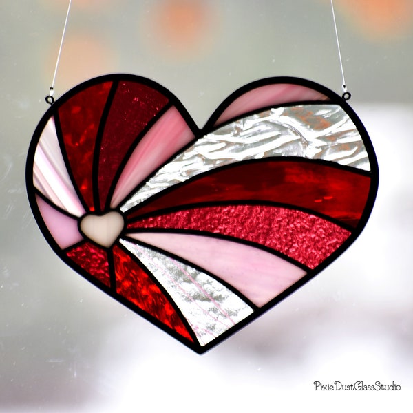 Stained Glass Heart Suncatcher, Mom Gift, Heart Ornament, Sweetheart gift