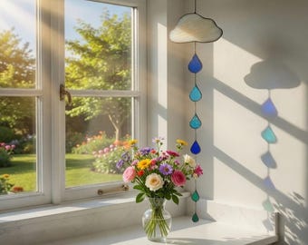 Stained Glass Raindrop Suncatcher, Window Hanging