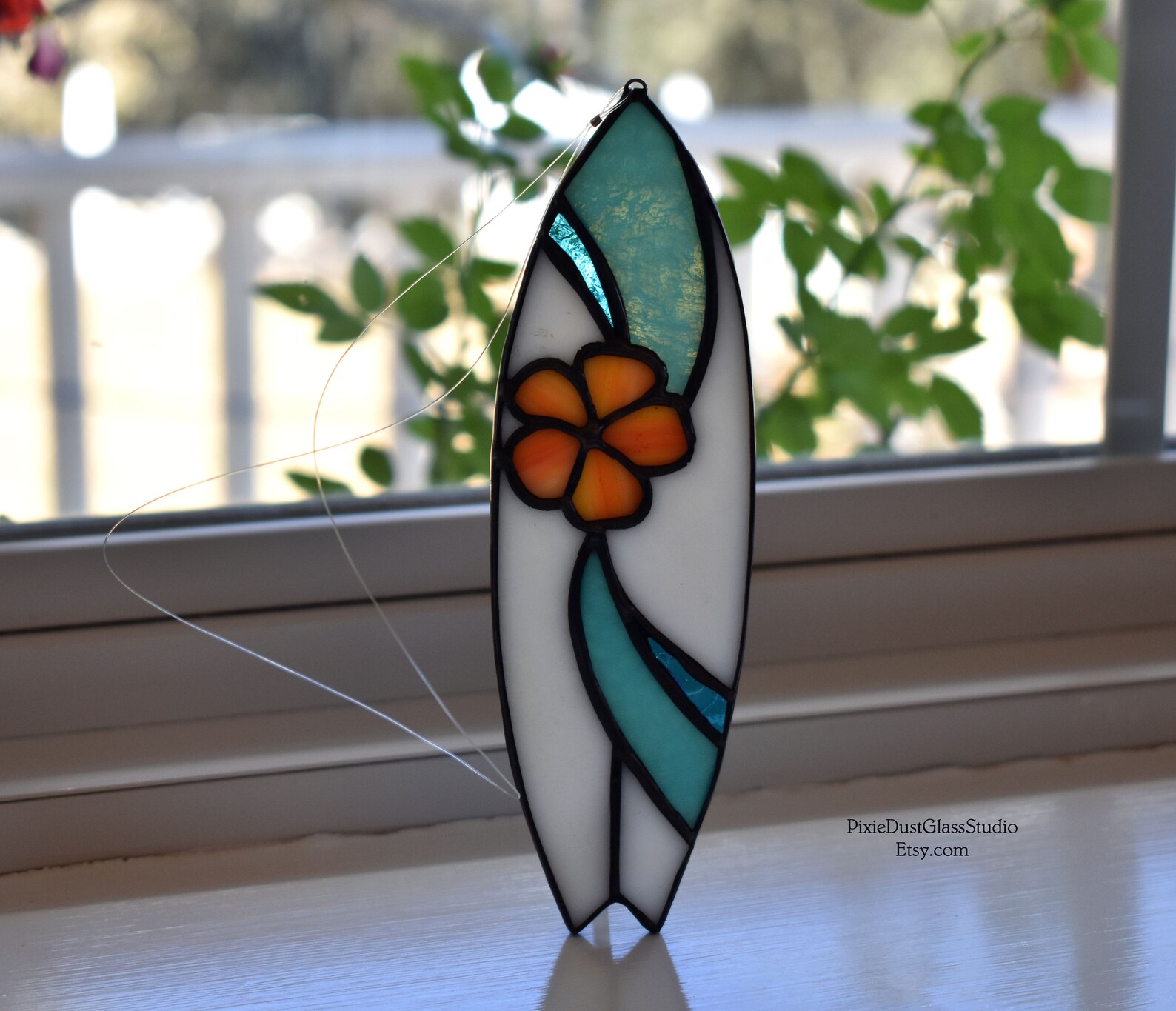 Stained Glass Surfboard Suncatcher Glass surfboard Ornament Etsy