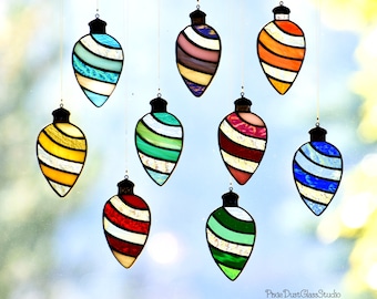 Stained Glass Christmas Tree Ornaments, You Choose Your Color, Christmas Suncatcher, Holiday Decor