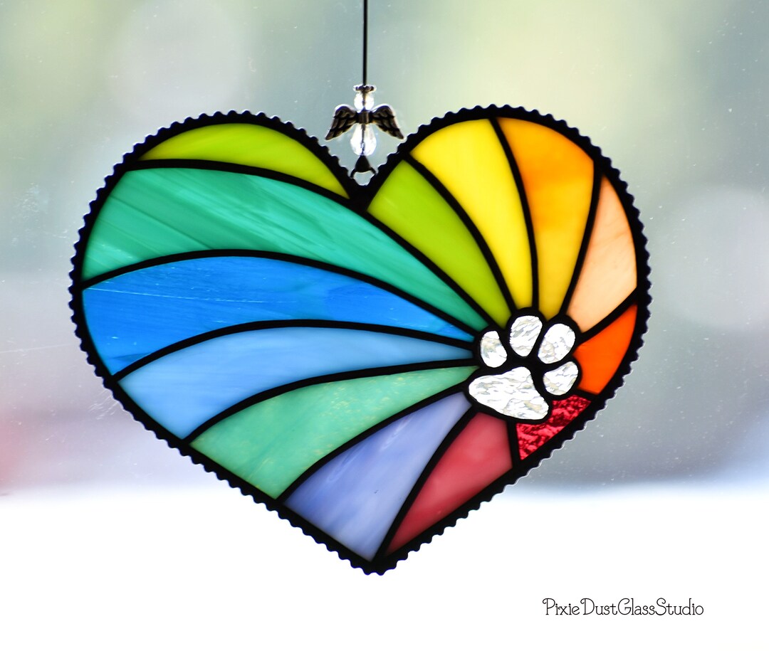 Stained Glass Pet Memorial Rainbow Bridge Suncatcher Pastel Etsy