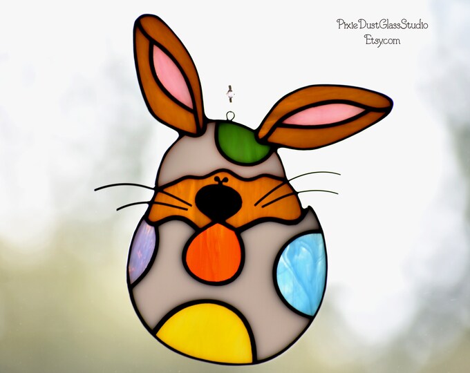 Stained Glass Easter Bunny Suncatcher Easter Egg Suncatcher Etsy