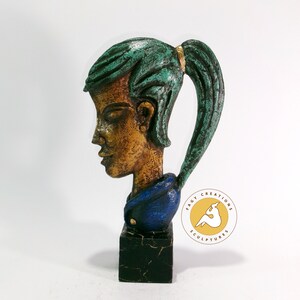 Head sculpture, bust statue, woman sculpture, paper mache sculpture