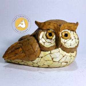Owl sculpture, owl figurine, owl statue, paper mache sculpture