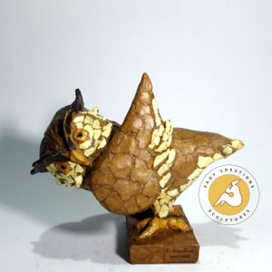Owl sculpture, owl figurine, owl statue, paper mache sculpture