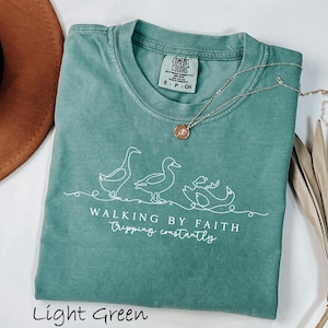 Comfort Colors® Walking by Faith Tripping Constantly, Inspirational Shirt, Christian Shirt, Minimal Christian Shirt for Women, Religious Tee
