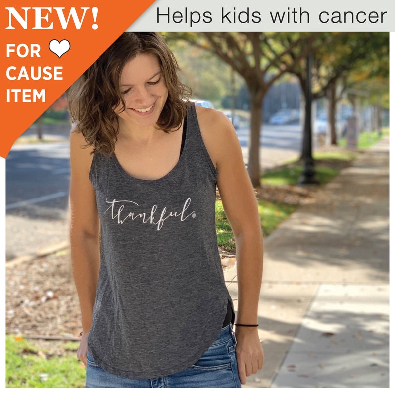 Men THANKFUL T Shirt with Positive Saying Get Matching Women Kid charcoal women tank