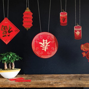  86 Pcs Chinese New Year Decorations Chinese Characters Red  Lanterns Knots Tassel Ornaments Paper Fans Hanging Good Luck Ornaments for  Asian Chinese Lunar New Year 2023 Year of The Rabbit Party