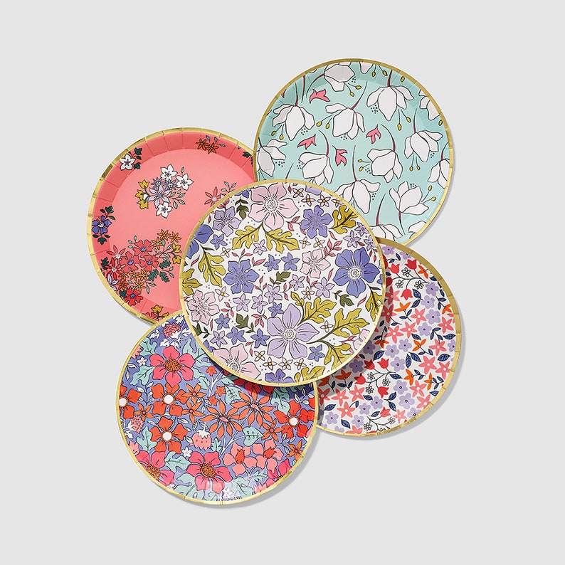 Flower Paper Plates Flower Plates Floral Theme Party Etsy