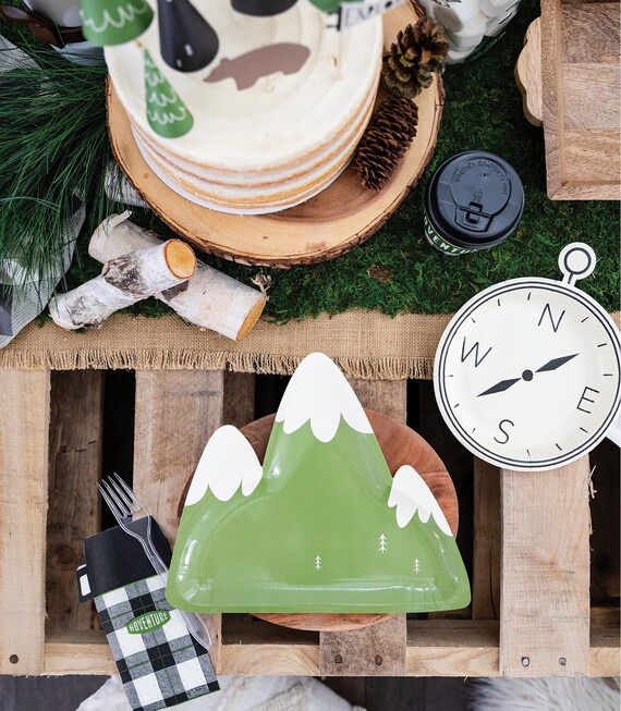 Mountain Paper Plates | Camping Birthday Party - Adventure Party - Woodland Party - Forest Party - Woodland Baby Shower - Forest Theme Party Il_570xn
