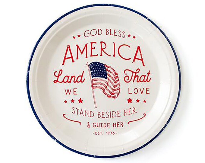 4th of July Plates Patriotic Paper Plates 4th of July Etsy