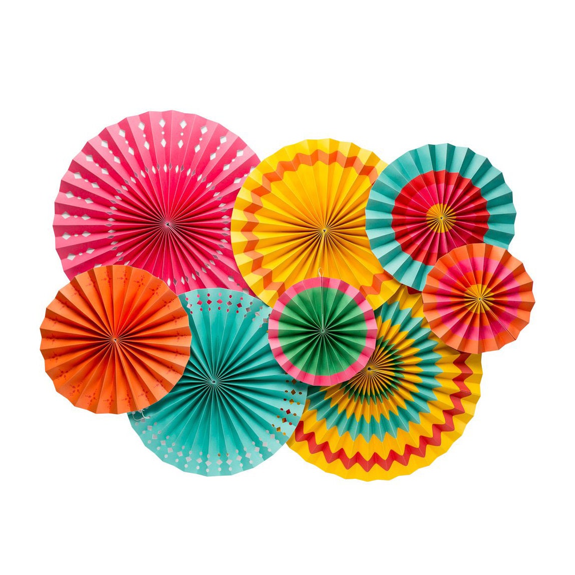 12pc Mexican Paper Fans Fiesta Mexican Party Hanging Decorations Supplies 12pc Mexican Paper Fans Fiesta Mexican Party Hanging Decorations Supplies