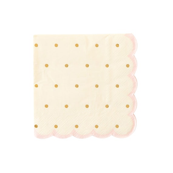 Pink & Gold Napkins | Pink Paper Napkin - Pink Birthday Party - Pink Baby Shower - Pink Bridal Shower - Scalloped Napkin - Polka Dot Napkin Il_570xn
