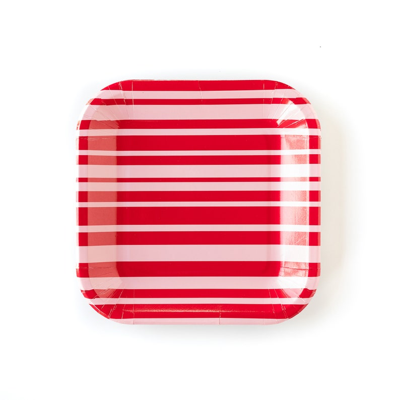 Valentines Plates Red & White Stripe or XOXO Red Paper Plates Large Paper Plates