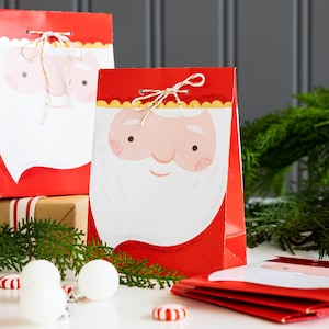 Christmas Party Favor Gift Bags with Santa