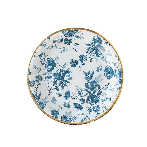 Blue Floral Paper Plates Floral Paper Plates Bridal Shower Etsy