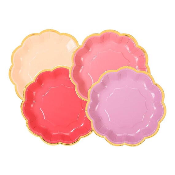 Pink & Gold Paper Plates | Pink Dessert Plate - Pink Birthday Party - Pink Baby Shower - Pink Bridal Shower - Pink Theme Party - Pink Plates Il_570xn