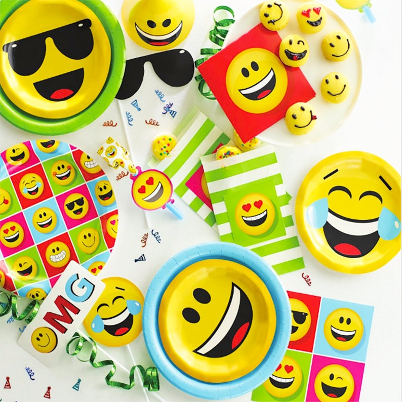Emoji Paper Plates Emoji Party Supplies Emoji Party Plates Etsy