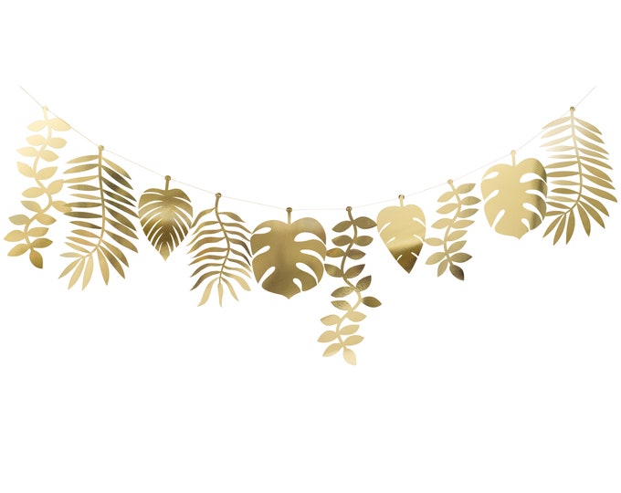 Gold Leaf Garland Tropical Garland Tropical Party Decor Etsy