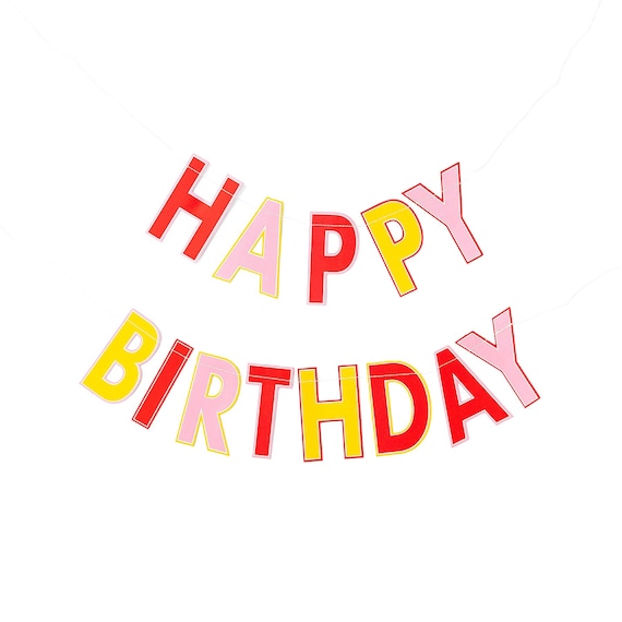 Birthday Party Banner | Pink Birthday Decorations - Hanging Happy Birthday Banner - Pink Happy Birthday Banner - Pink Birthday Party Il_570xn