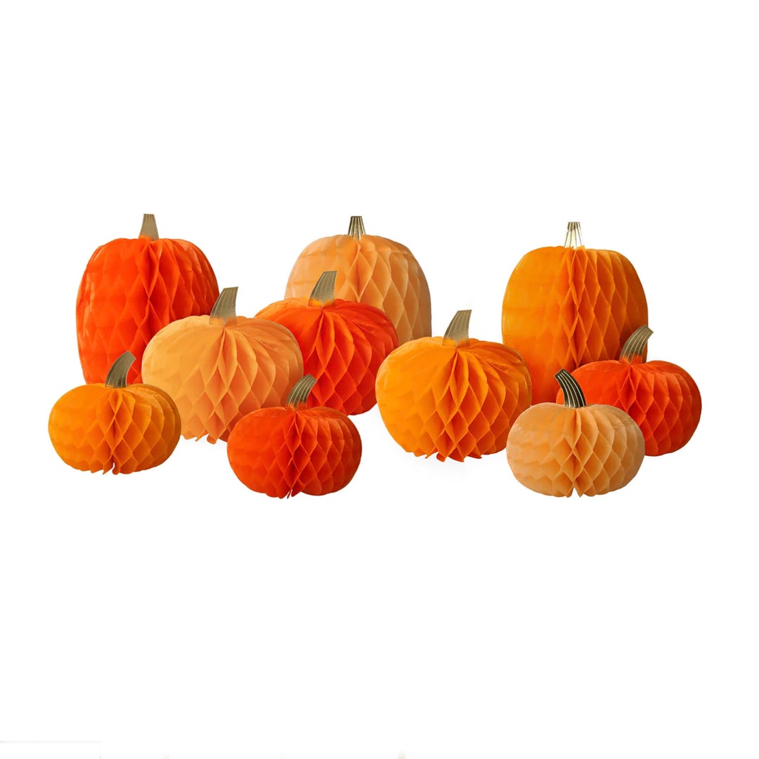 honeycomb-pumpkins-paper-pumpkin-decorations-fall-pumpkin-etsy