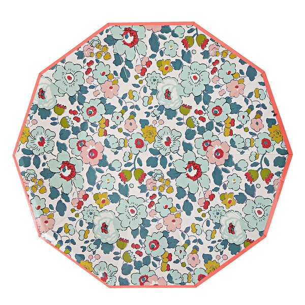 Blue, Floral, Paper Plates, Party Plates, Florals, Hen Party, Bridal Shower, Garden Party, Floral Wedding, Blue Flowers, Liberty of London
