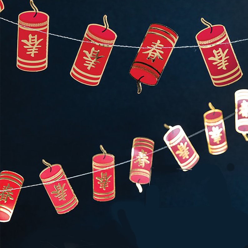 Chinese Firecrackers Lunar New Year Decorations Chinese Etsy