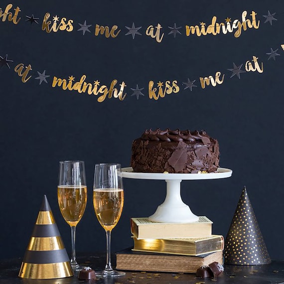 Kiss Me at Midnight Banner | New Years Eve Decorations - New Year Decorations - New Year Eve Banner - New Years Eve Party Decor - NYE Decor Il_570xn