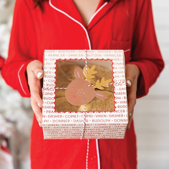 Holiday Cookie Boxes | Christmas Cookie Exchange - Cookie Exchange Party - Baking Box with Window - Christmas Cookie Boxes - Reindeer Party Il_570xn