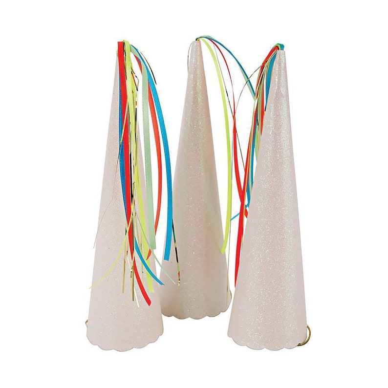 8 Pastel Unicorn Horn Party Hats Birthday Party Supplies Favors Iridescent Cone