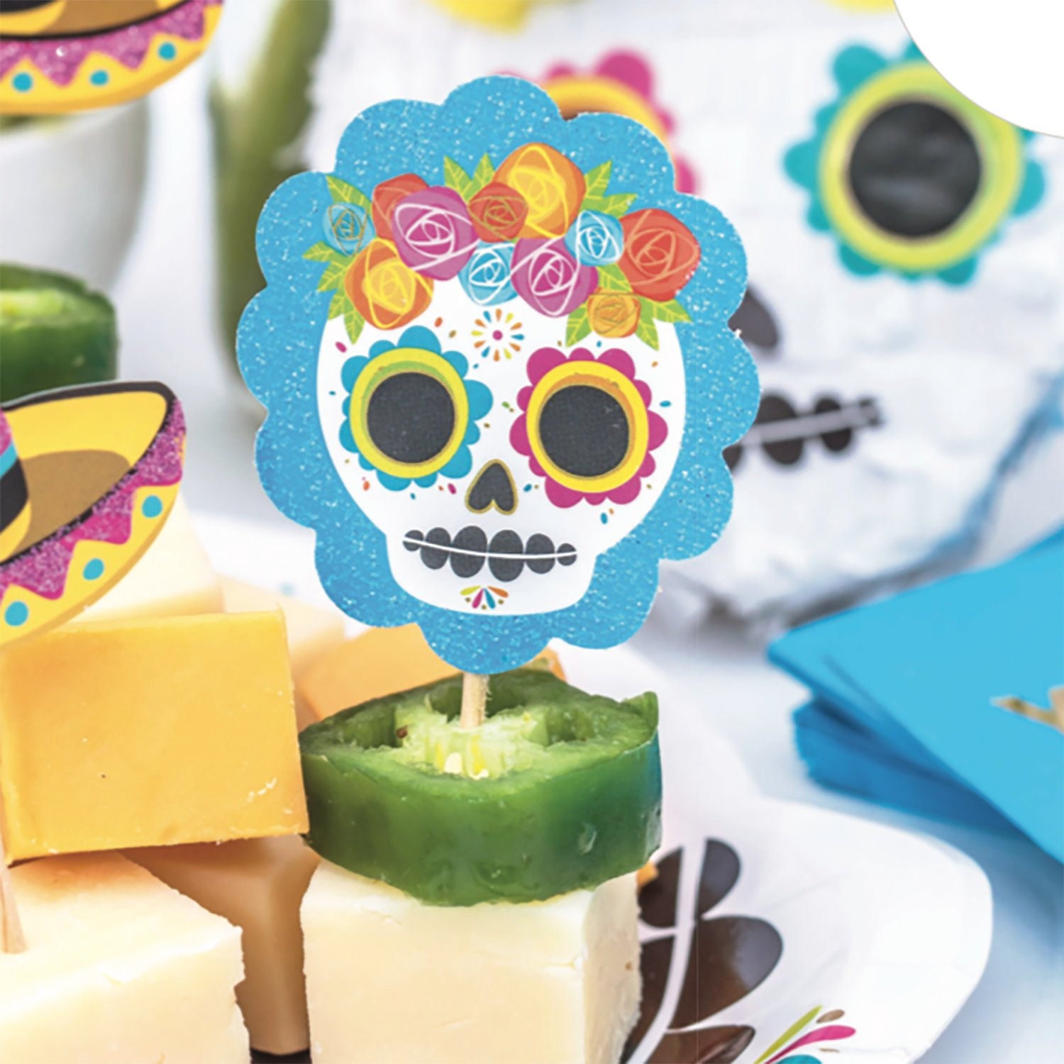 Sugar Skull Party Picks 12pc Fiesta Cupcake Topper Etsy