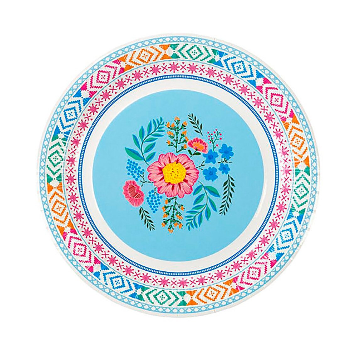 Floral Paper Plates Fiesta Plates Mexican Embroidery Etsy