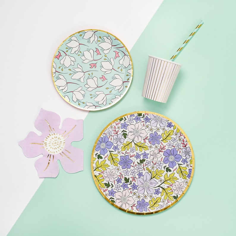 Flower Paper Plates Flower Plates Floral Theme Party Etsy