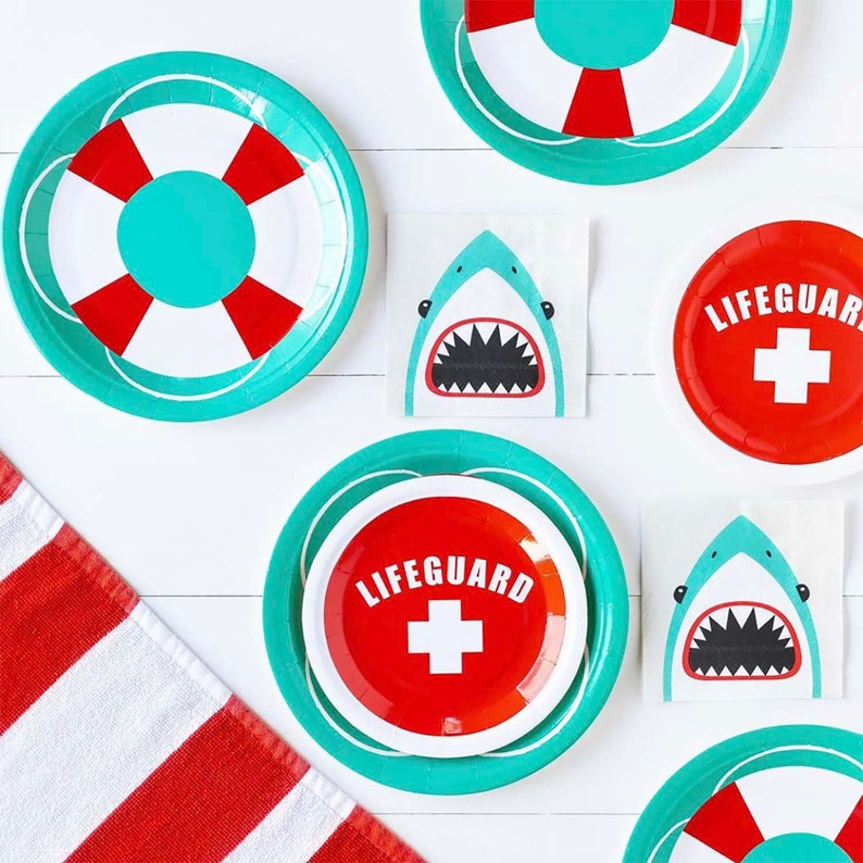 Pool Party Plates Life Preserver Pool Party Birthday Etsy