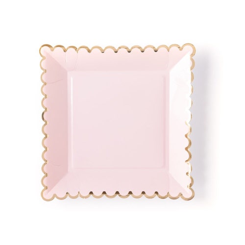 Pink Paper Plates Pink & Gold Plates Disposable Dinner Etsy