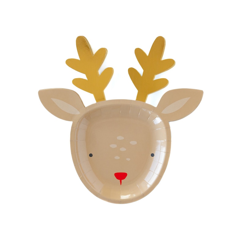 Reindeer Plates Reindeer Paper Plates Christmas Dessert Etsy