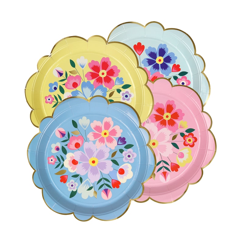 floral paper plates