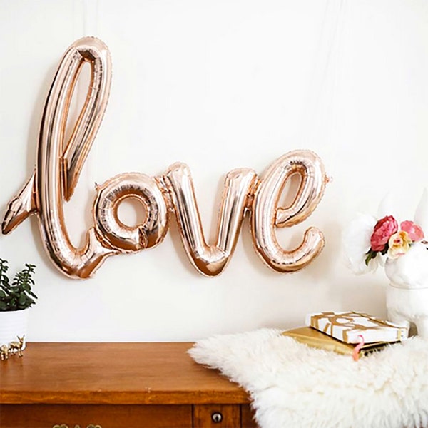 Love Balloon Valentines Day Decor Bridal Shower Decor Anniversary Engagement Party Wedding Photo Prop Rose Gold Party Banner Baby Shower