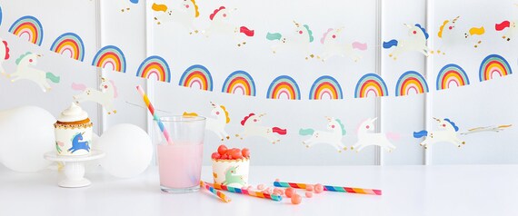 Rainbow Garland | Rainbow Unicorn Party - Rainbow Party Decor - Unicorn Rainbow Birthday - Magical Birthday Party - Rainbow Unicorn Birthday Il_570xn