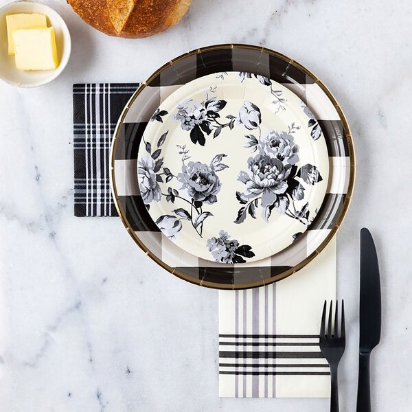 Black and White Paper Plates Etsy