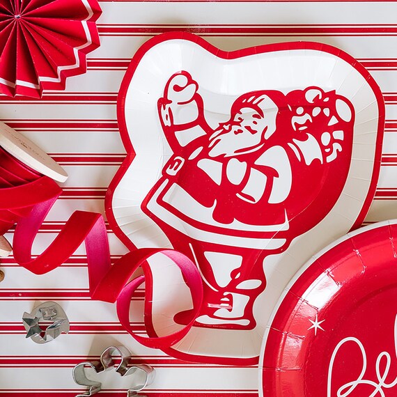 Christmas Paper Plates | Santa Plates - Santa Paper Plates - Holiday Paper Plates - Christmas Party Plates - Vintage Christmas Il_570xn