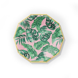 Luau Party Plates | Tropical Theme Party | Luau Party Supplies | Hawaiian Theme Party | Tiki Party | Safari Party | Disposable Party Plates