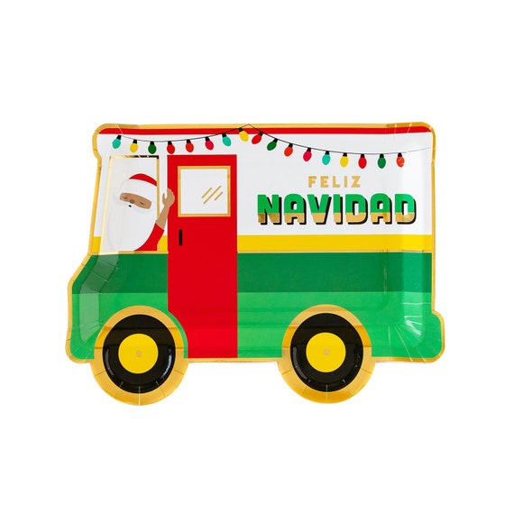 Taco Truck Plates Christmas Paper Plates Feliz Navidad Mexican