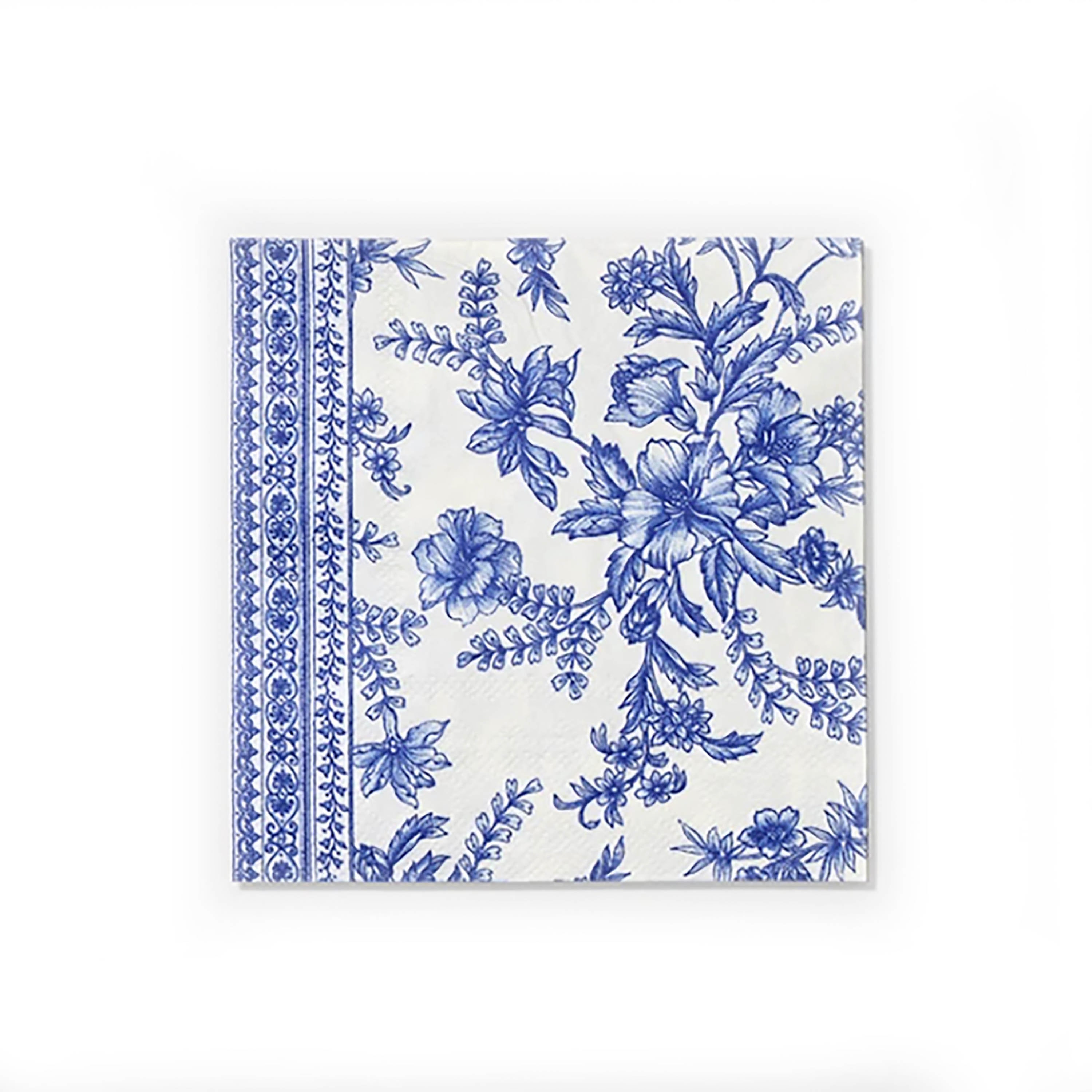 French Toile Napkins Blue Floral Paper Napkins Blue & Etsy