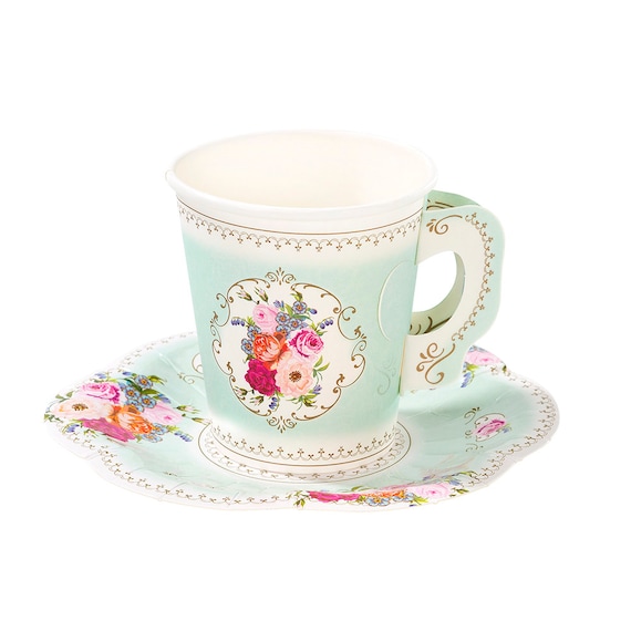 Paper Teacups | Teacups & Saucers - Tea Party Birthday - Bridal Shower Tea Party - Disposable Teacups - Bridal Tea Party - Tea Party Cups Il_570xn