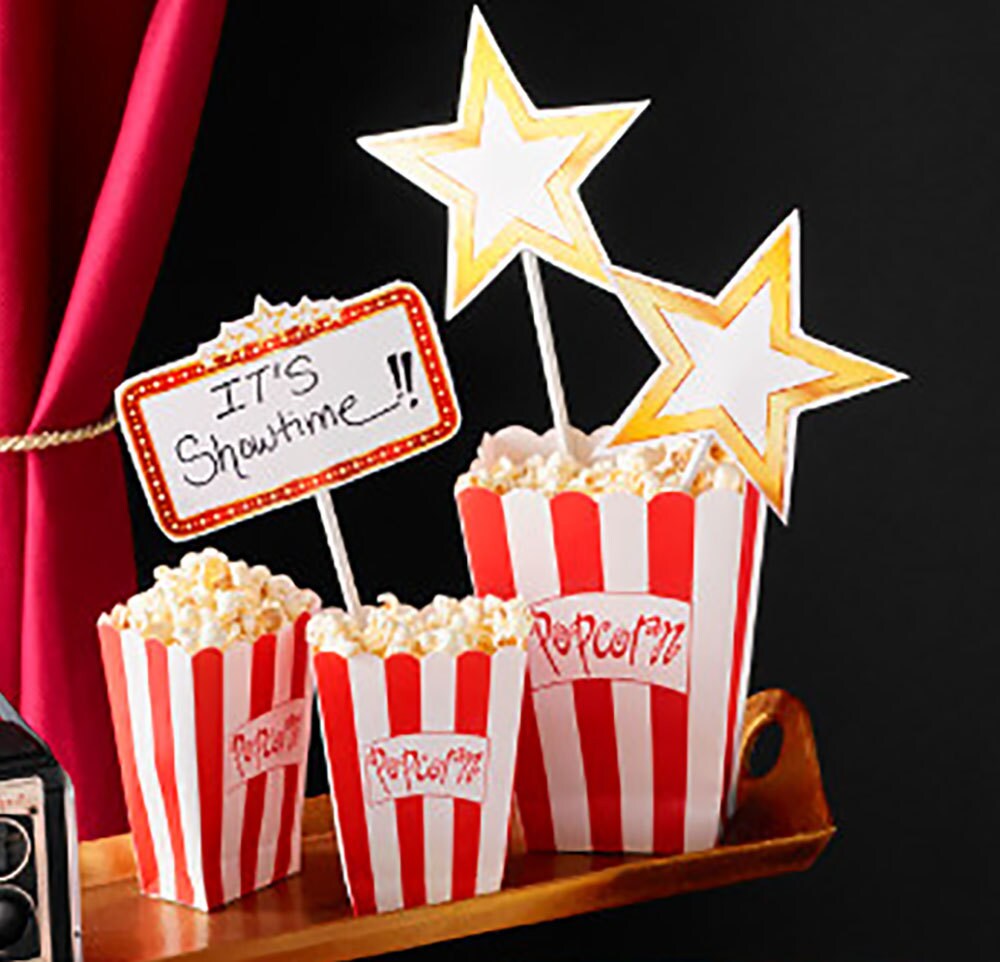 Popcorn Boxes Movie Night Popcorn Box Red Popcorn Favor Etsy