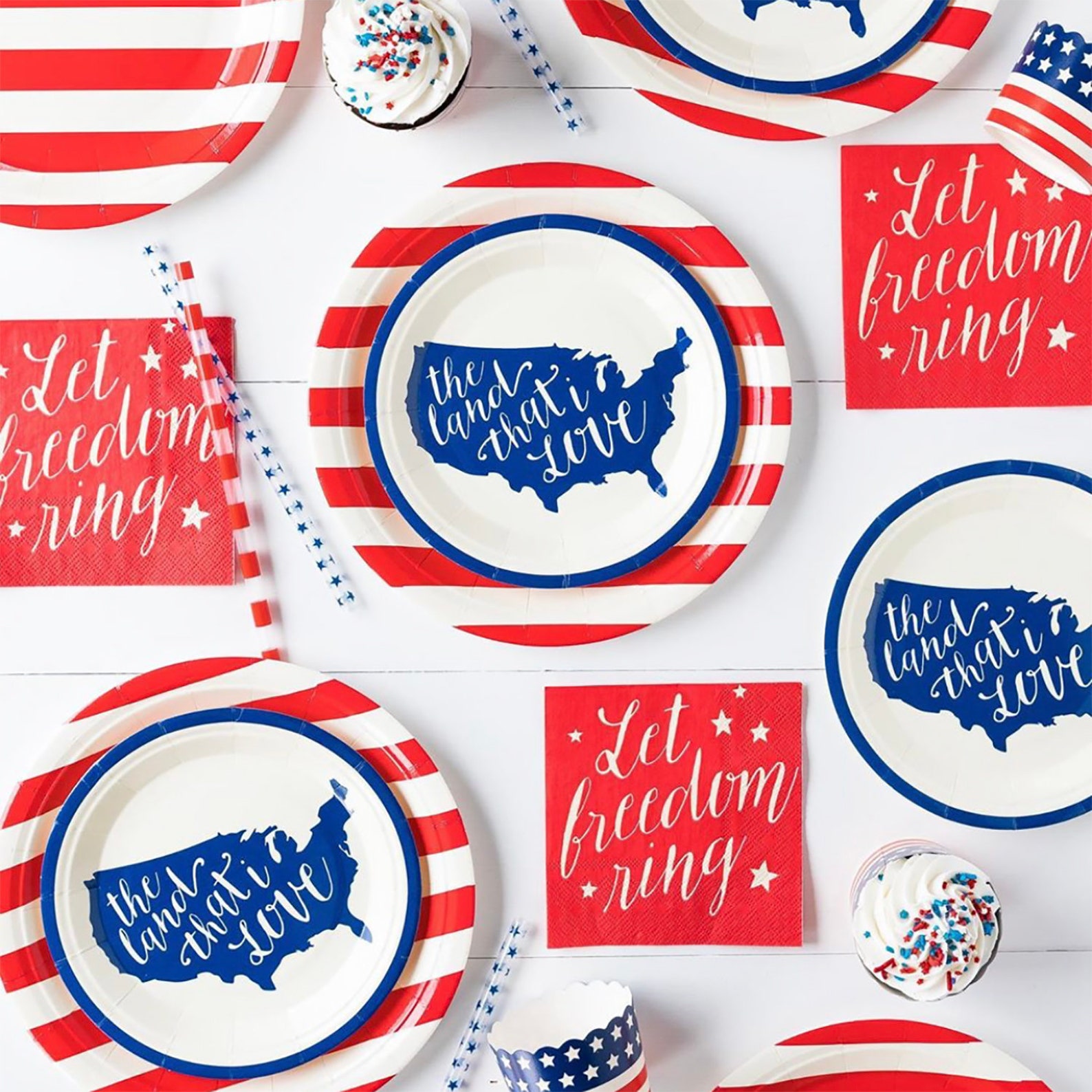 4th of July Plates Patriotic Plates Patriotic Paper Plate Etsy